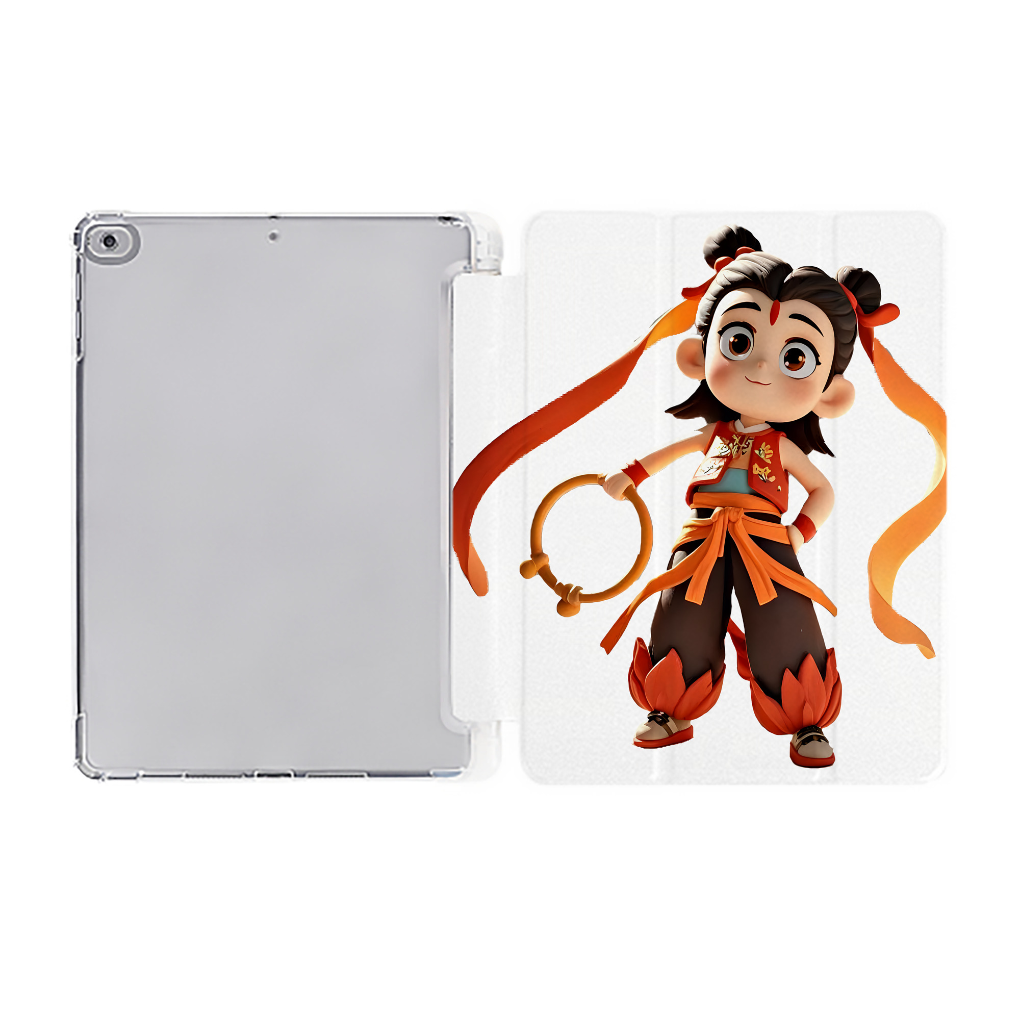 （画像用） Ne Zha 2 ナタ 魔童の大暴れ IPad ケース ペン収納付き 三つ折りスタンド PUレザー×シリコン 対応機種9.5/10.5/10.9インチ